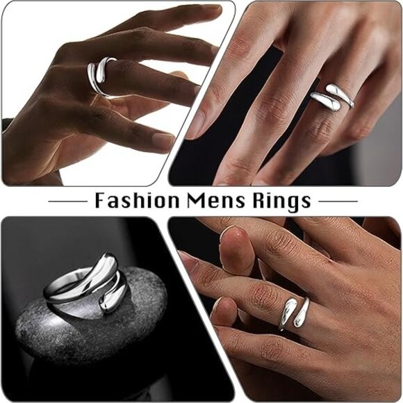 Non Tarnish Gold Chunky Rings Women, Silver Statement Dome Rings Stacking Silver - Picture 4 of 7